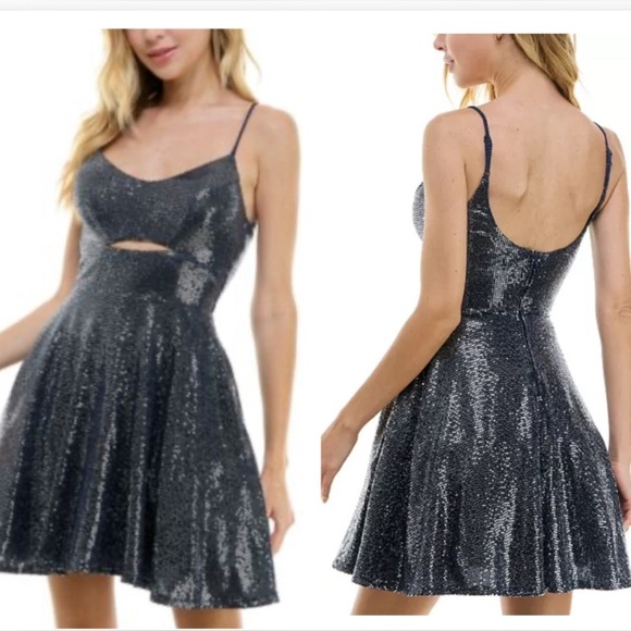 City Studio Silver Sequin Prom Dress - Picture 1 of 16